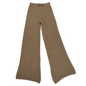 Crochet Wide-Leg Pants By Sincerely Jules L 100% Cotton Beige, NWOT.